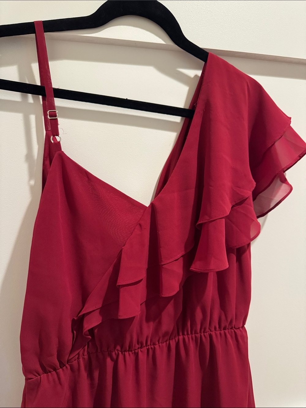 One-Shoulder Ruffle Wrap Dress - Picture 7 of 8